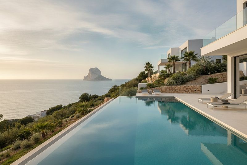 Villa de obra nueva en ladera con vistas al mar (imagen ilustrativa)